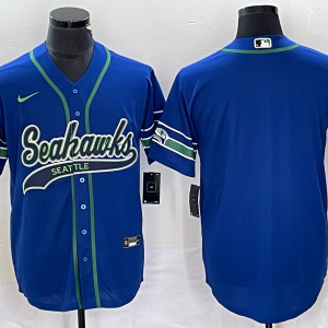 Men's Seattle Seahawks Royal Throwback Cool Base Stitched Baseball Jersey