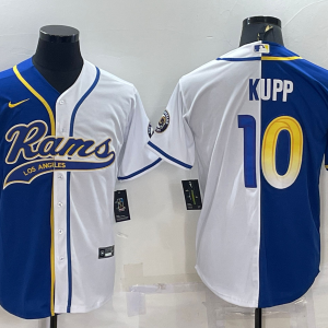 Men's Los Angeles Rams #10 Cooper Kupp Blue/White Split Baseball Nike Jersey