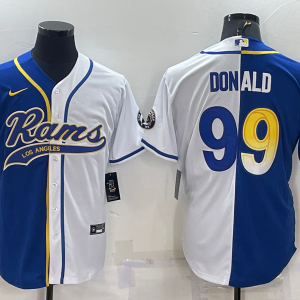 Men's Los Angeles Rams #99 Aaron Donald Blue/White Split Baseball Nike Jersey