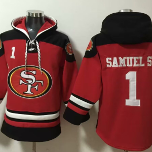 Men's San Francisco 49ers #1 Deebo Samuel Sr Red Pullover Hoodie