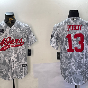 Men's San Francisco 49ers #13 Brock Purdy 2024 Arctic Camo Salute to Service Jersey