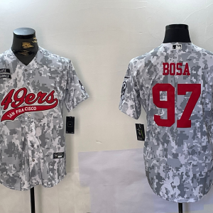 Men's San Francisco 49ers #97 Nick Bosa 2024 Arctic Camo Salute to Service Jersey