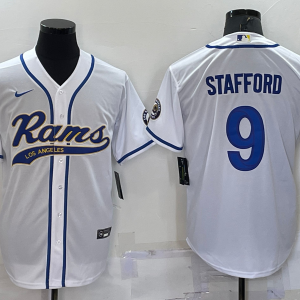Men's Los Angeles Rams #9 Matthew Stafford White Baseball Nike Jersey