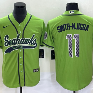 Men's Seattle Seahawks #11 Jaxon Smith-Njigba Green With Patch Cool Base Stitched Baseball Jersey