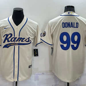Men's Los Angeles Rams #99 Aaron Donald  Cream Baseball Nike Jersey