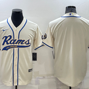 Men's Los Angeles Rams Blank Cream Baseball Nike Jersey