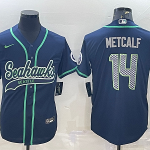 Men's Seattle Seahawks #14 D.K. Metcalf Blue Baseball Nike Jersey