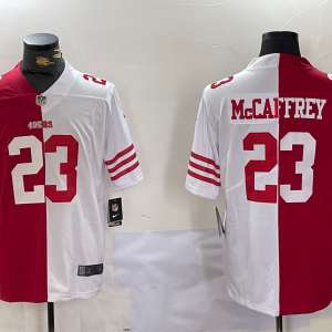 Men's San Francisco 49ers #23 Christian McCaffrey Red/White Split Vapor Untouchable Limited Jersey