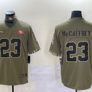Men's San Francisco 49ers #23 Christian McCaffrey Green Salute To Service Limited Jersey