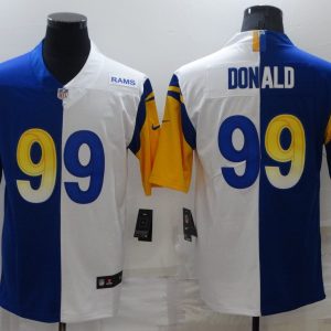 Men's Los Angeles Rams #99 Aaron Donald Royal/White Split Vapor Limited Jersey