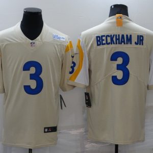 Men's Los Angeles Rams #3 Odell Beckham Jr. Bone Vapor Limited Jersey