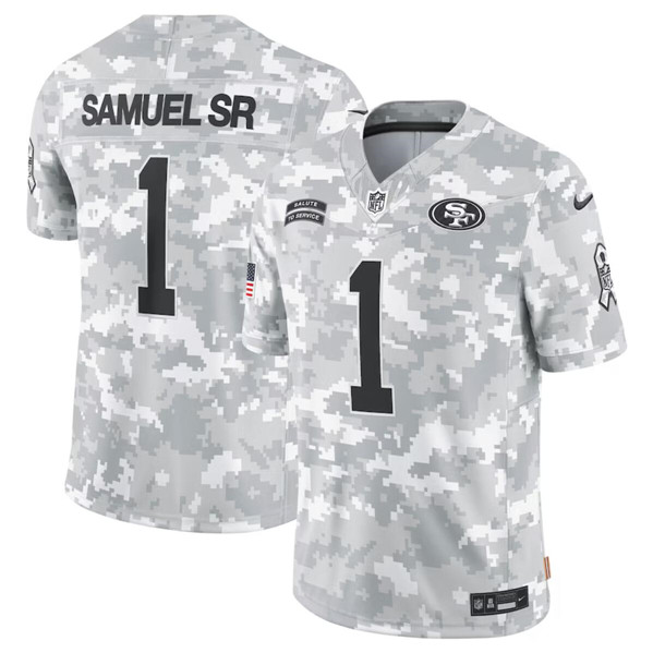 Men's San Francisco 49ers #1 Deebo Samuel Sr Arctic Camo 2024 F.U.S.E. Salute to Service Jersey