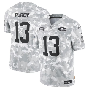Men's San Francisco 49ers #13 Brock Purdy Arctic Camo 2024 F.U.S.E. Salute to Service Jersey