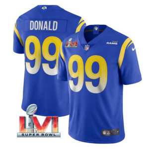Men's Los Angeles Rams #99 Aaron Donald Royal 2022 Super Bowl LVI Vapor Limited Jersey