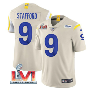 Men's Los Angeles Rams #9 Matthew Stafford Bone 2022 Super Bowl LVI Vapor Limited Jersey
