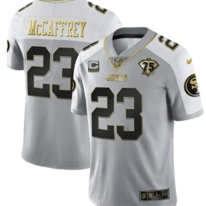Men's San Francisco 49ers #23 Christian McCaffrey Grey F.U.S.E. Golden Gate Bridge Patch Limited Jersey