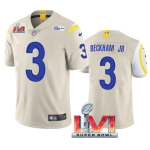 Men's Los Angeles Rams #3 Odell Beckham Jr. Bone 2022 Super Bowl LVI Vapor Limited Jersey