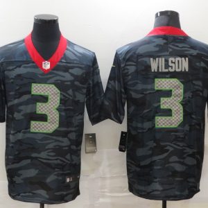 Men's Seattle Seahawks #3 Russell Wilson Blue 2020 Camouflage Fashion Limited Jersey