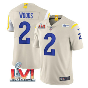 Men's Los Angeles Rams #2 Robert Woods Bone 2022 Super Bowl LVI Vapor Limited Jersey
