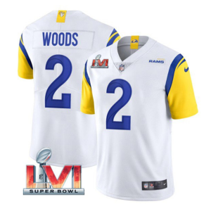 Men's Los Angeles Rams #2 Robert Woods White 2022 Super Bowl LVI Vapor Limited Jersey