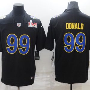Men's Los Angeles Rams #99 Aaron Donald Black 2022 Super Bowl LVI Game Jersey