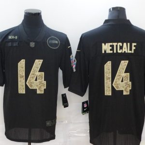 Men's Seattle Seahawks #14 DK Metcalf Black Camo Salute To Service Limited Jersey