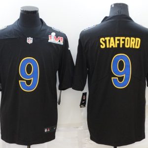Men's Los Angeles Rams #9 Matthew Stafford Black 2022 Super Bowl LVI Game Jersey