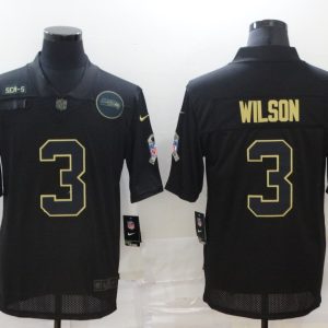 Men's Seattle Seahawks #3 Russell Wilson 2020 Black Salute To Service Limited Jersey