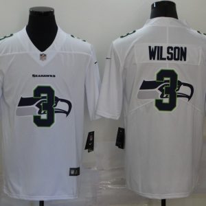 Men's Seattle Seahawks #3 Russell Wilson White Shadow Logo Limited Jersey