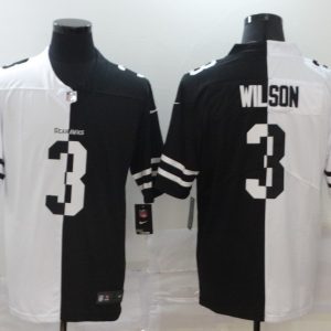 Men's Seattle Seahawks #3 Russell Wilson Black/White Split 2020 Vapor Untouchable Limited Jersey