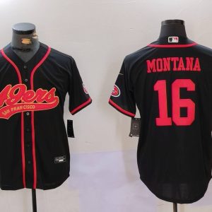 Men's San Francisco 49ers #16 Joe Montana Black Baseball Nike Jersey