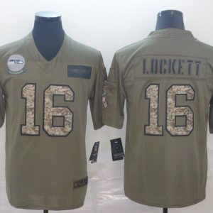Men's Seattle Seahawks #16 Tyler Lockett 2019 Olive/Camo Salute To Service Limited Jersey