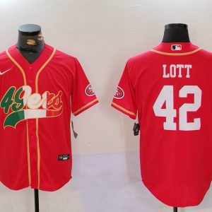 Men's San Francisco 49ers #42 Lott Red Baseball Nike Jersey
