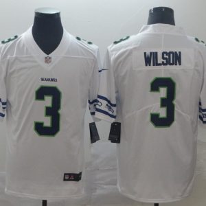 Men's Seattle Seahawks #3 Russell Wilson White Team Logo Limited Jersey