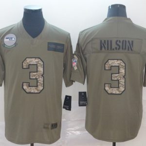 Men's Seattle Seahawks #3 Russell Wilson 2019 Olive/Camo Salute To Service Limited Jersey