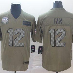 Nike Seahawks #12 Fan 2019 Olive Salute To Service Limited Men Jersey