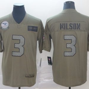 Nike Seahawks #3 Russell Wilson 2019 Olive Salute To Service Limited Men Jersey
