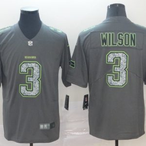 Nike Seahawks #3 Russell Wilson Gray Static Vapor Untouchable Limited Men Jersey