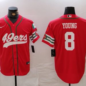 Men's San Francisco 49ers #8 Young Red Stitched Baseball Jersey