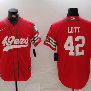 Men's San Francisco 49ers #42 Lott Red Stitched Baseball Jersey