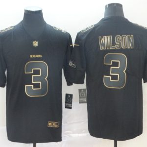 Nike Seahawks #3 Russell Black Gold Vapor Untouchable Limited Men Jersey