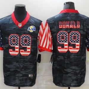 Men's Los Angeles Rams #99 Aaron Donald 2020 Camo USA Flag Limited Jersey