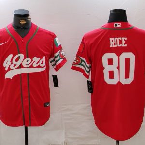 Men's San Francisco 49ers #80 Jerry Rice Red Stitched Baseball Jersey