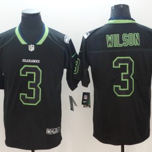 NFL 2018 Seattle Seahawks #3 Wilson Lights Out Black Color Rush Limited Jersey