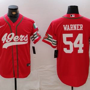 Men's San Francisco 49ers #54 Fred Warner Red Stitched Baseball Jersey
