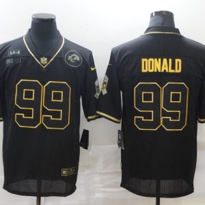 Men's Los Angeles Rams #99 Aaron Donald Black/Gold Salute To Service Limited Jersey