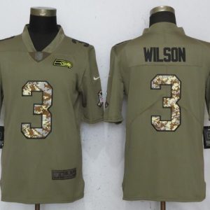 Nike Seattle Seahawks 3 Wilson Olive/Camo Carson 2018 Salute to Service Limited Jersey