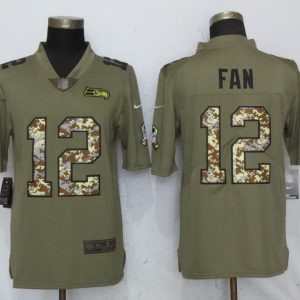 Nike Seattle Seahawks 12 Fan Olive/Camo Carson 2018 Salute to Service Limited Jersey
