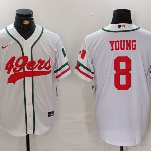 Men's San Francisco 49ers #8 Young White Stitched Baseball Jersey