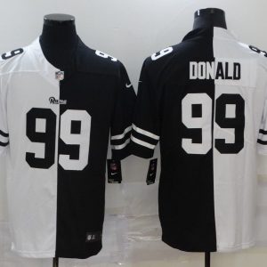 Men's Los Angeles Rams #99 Aaron Donald Black/White Split 2020 Vapor Untouchable Limited Jersey